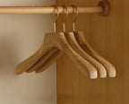 Wooden Hangers | Camphor Wood Wide Shoulders & Non-Slip Rod | Set of 2