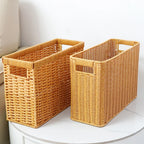 Woven Storage Basket | Handwoven Natural Finish & Built-In Handles | 38 x 15 x 26 cm