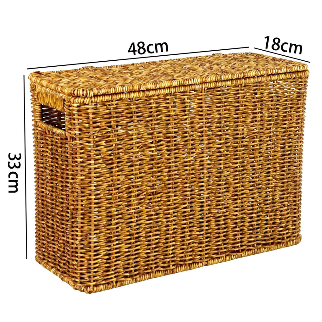 Woven Storage Basket | Handwoven Natural Finish & Built-In Handles | 38 x 15 x 26 cm