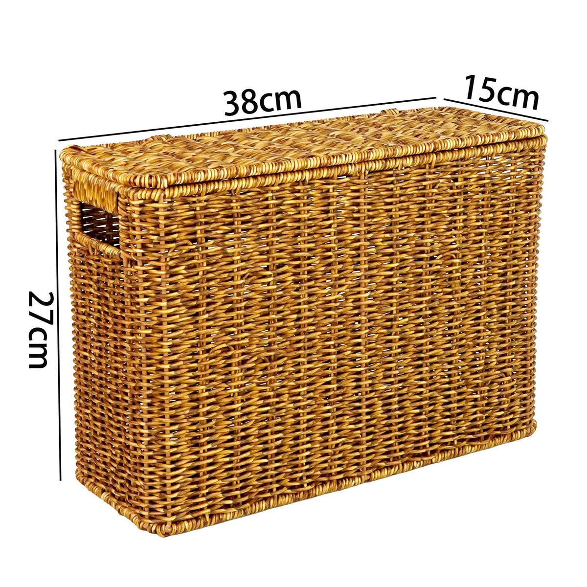 Woven Storage Basket | Handwoven Natural Finish & Built-In Handles | 38 x 15 x 26 cm