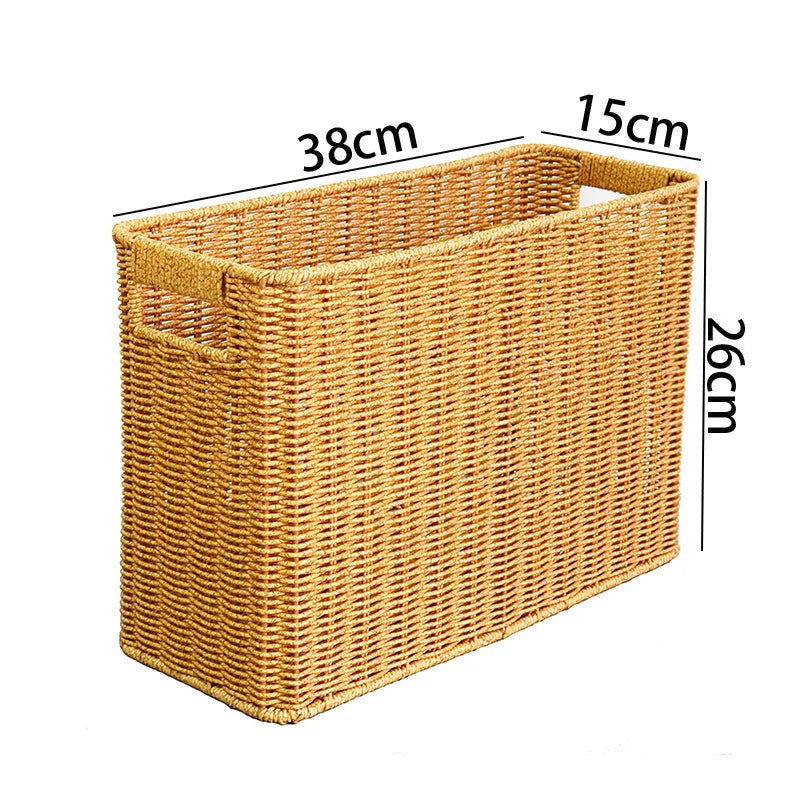 Woven Storage Basket | Handwoven Natural Finish & Built-In Handles | 38 x 15 x 26 cm