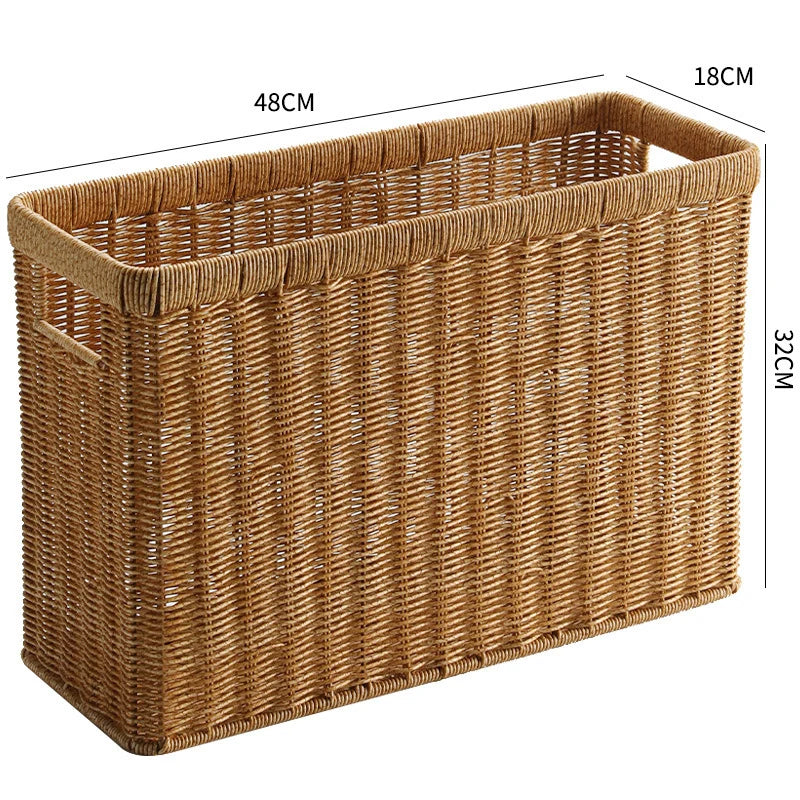 Woven Storage Basket | Handwoven Natural Finish & Built-In Handles | 38 x 15 x 26 cm
