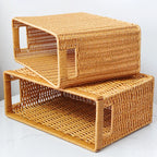 Woven Storage Basket | Handwoven Natural Finish & Built-In Handles | 38 x 15 x 26 cm