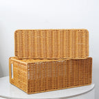 Woven Storage Basket | Handwoven Natural Finish & Built-In Handles | 38 x 15 x 26 cm