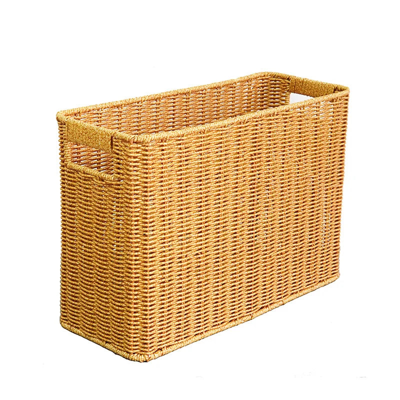 Woven Storage Basket | Handwoven Natural Finish & Built-In Handles | 38 x 15 x 26 cm