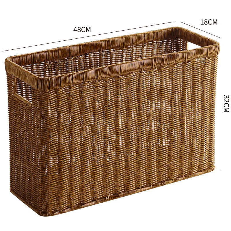 Woven Storage Basket | Handwoven Natural Finish & Built-In Handles | 38 x 15 x 26 cm