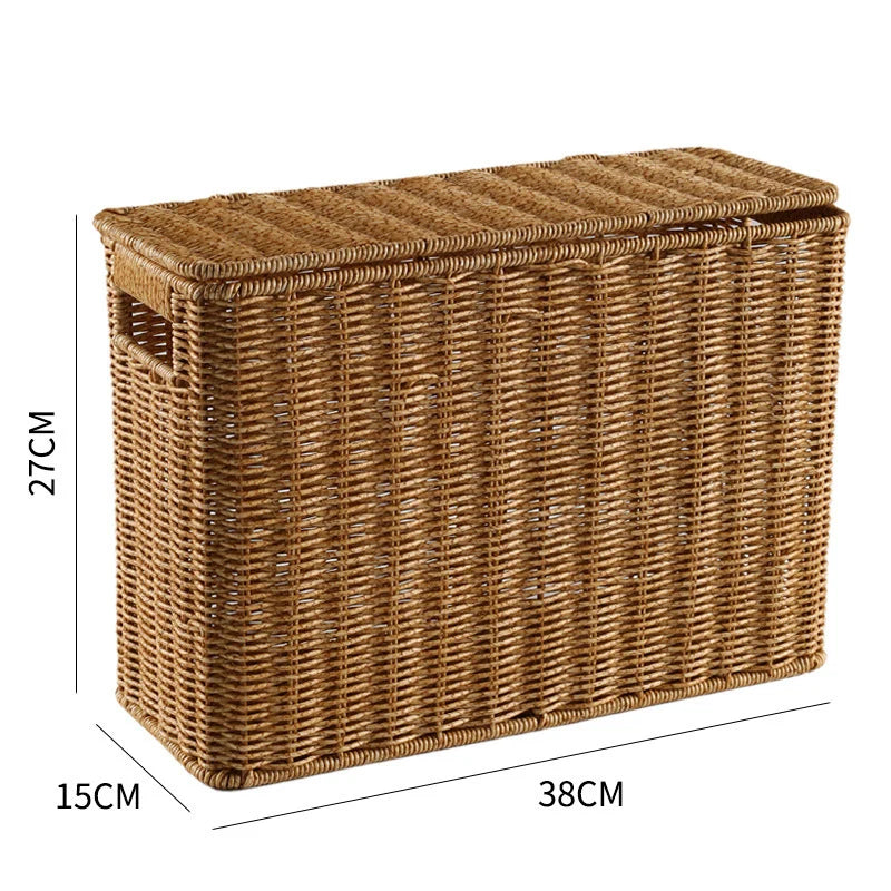 Woven Storage Basket | Handwoven Natural Finish & Built-In Handles | 38 x 15 x 26 cm