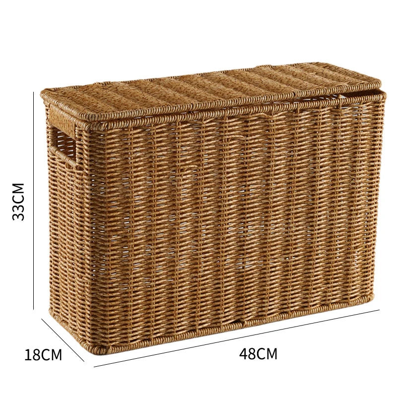 Woven Storage Basket | Handwoven Natural Finish & Built-In Handles | 38 x 15 x 26 cm