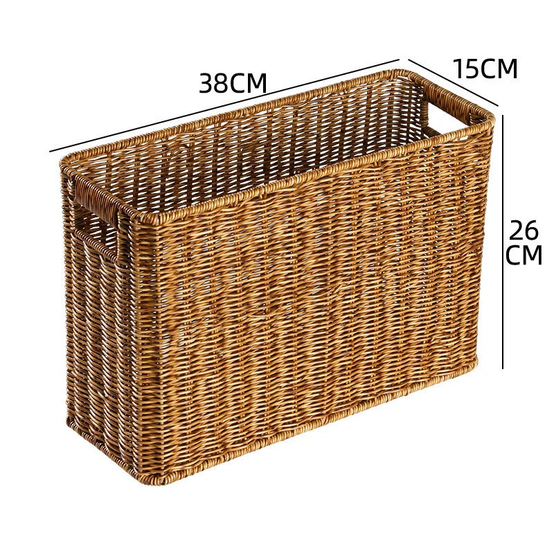 Woven Storage Basket | Handwoven Natural Finish & Built-In Handles | 38 x 15 x 26 cm