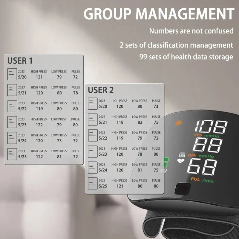 Wrist Blood Pressure Monitor | Voice Alerts & Large LCD